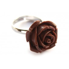 Ring verstelbaar met bruine roos